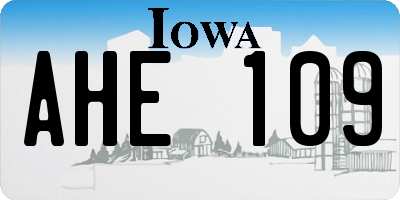 IA license plate AHE109