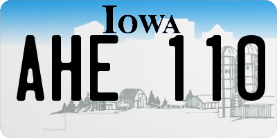 IA license plate AHE110