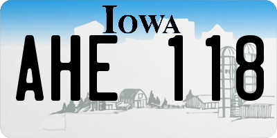 IA license plate AHE118