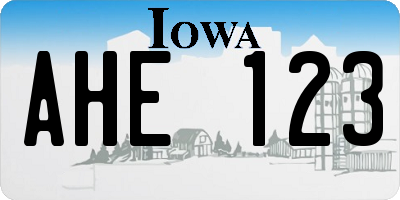 IA license plate AHE123