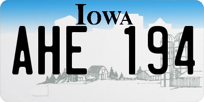 IA license plate AHE194