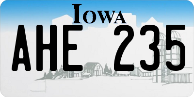 IA license plate AHE235
