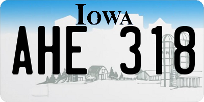 IA license plate AHE318