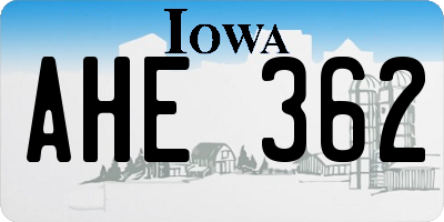 IA license plate AHE362