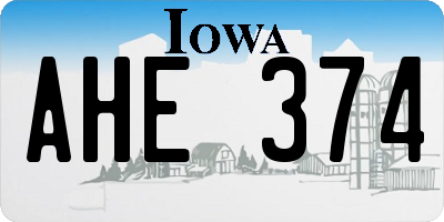 IA license plate AHE374