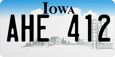 IA license plate AHE412