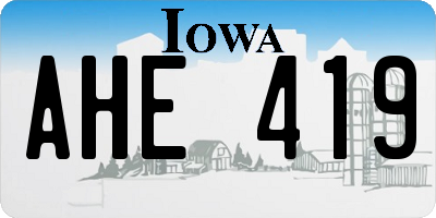 IA license plate AHE419