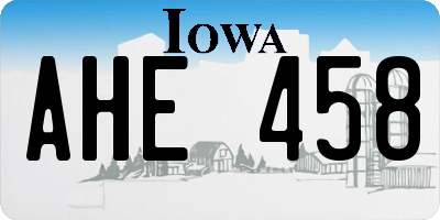 IA license plate AHE458