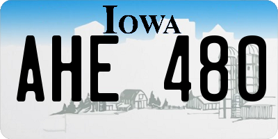 IA license plate AHE480