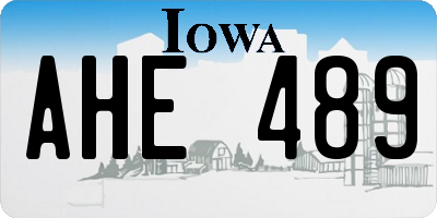 IA license plate AHE489