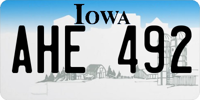 IA license plate AHE492