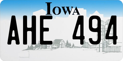 IA license plate AHE494