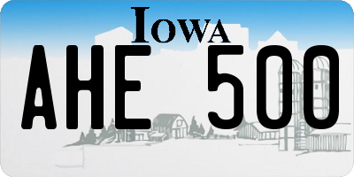IA license plate AHE500