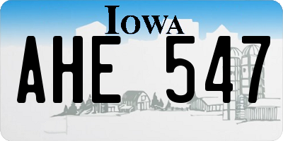 IA license plate AHE547