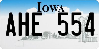 IA license plate AHE554
