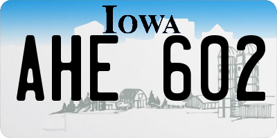 IA license plate AHE602