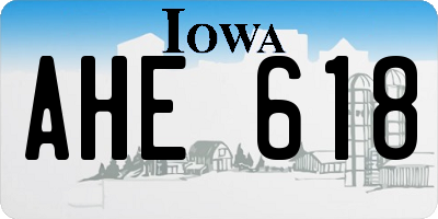 IA license plate AHE618