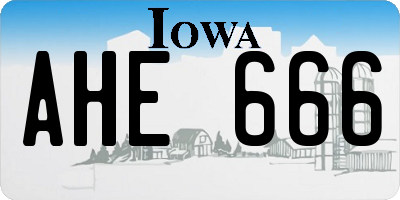 IA license plate AHE666