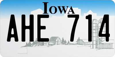 IA license plate AHE714