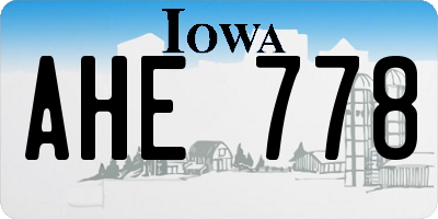 IA license plate AHE778