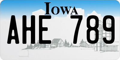 IA license plate AHE789