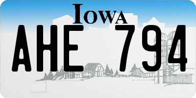 IA license plate AHE794