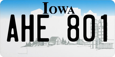 IA license plate AHE801