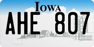 IA license plate AHE807