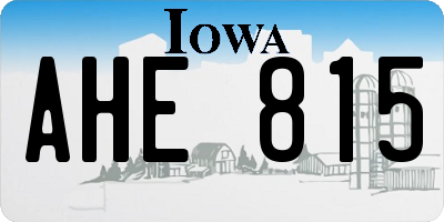 IA license plate AHE815