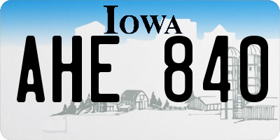 IA license plate AHE840