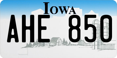 IA license plate AHE850