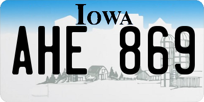 IA license plate AHE869