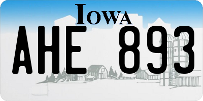 IA license plate AHE893