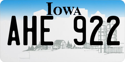 IA license plate AHE922