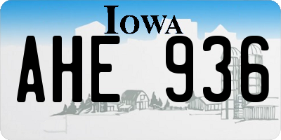 IA license plate AHE936