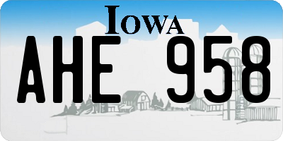 IA license plate AHE958