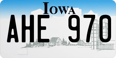 IA license plate AHE970