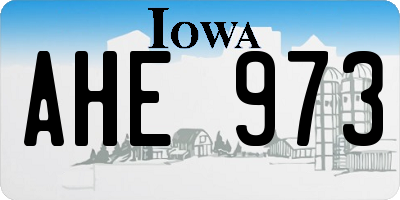 IA license plate AHE973