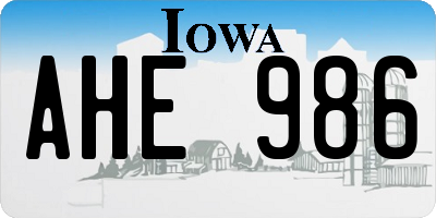IA license plate AHE986