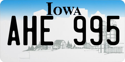 IA license plate AHE995