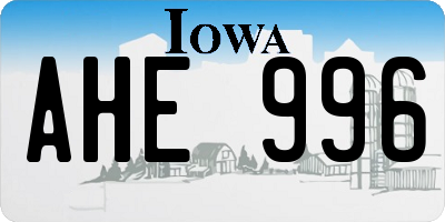 IA license plate AHE996