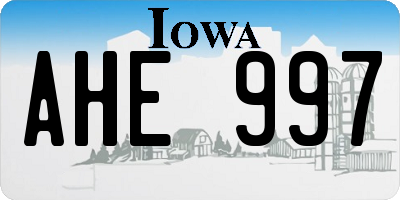 IA license plate AHE997