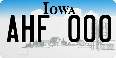 IA license plate AHF000