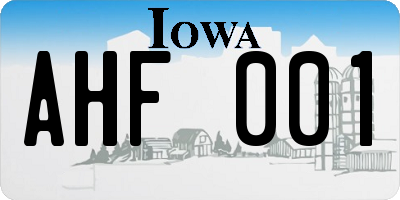 IA license plate AHF001