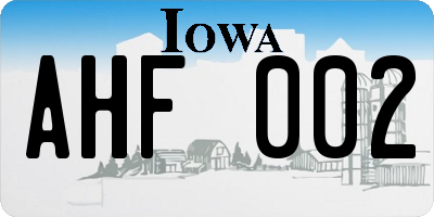 IA license plate AHF002