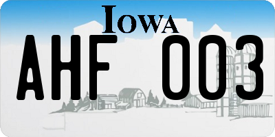 IA license plate AHF003
