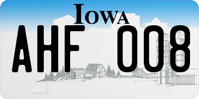 IA license plate AHF008