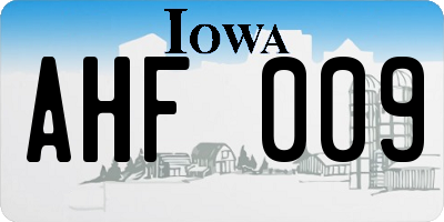 IA license plate AHF009
