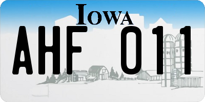 IA license plate AHF011