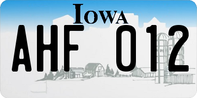IA license plate AHF012